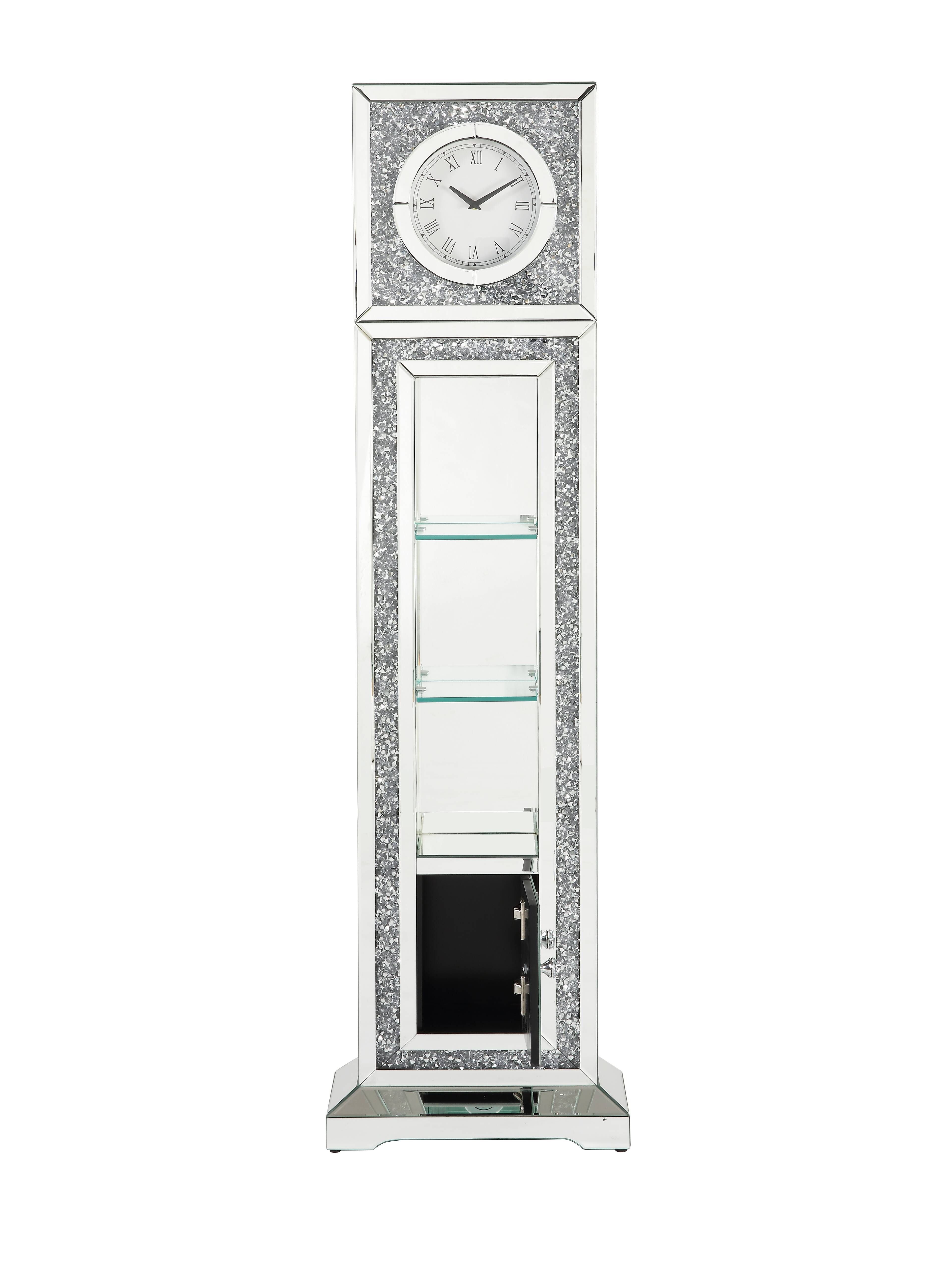 ACME Noralie Grandfather Clock in Mirrored & Faux Diamonds