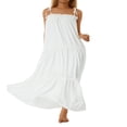 thumbnail image 4 of PENGXIANG Femmes d'Été Spaghetti Sangle Longue Maxi Robe Haut Bas Robe à Volants Étagée en Vrac Plage Fluide Robe Longue Abricot XL, 4 of 7