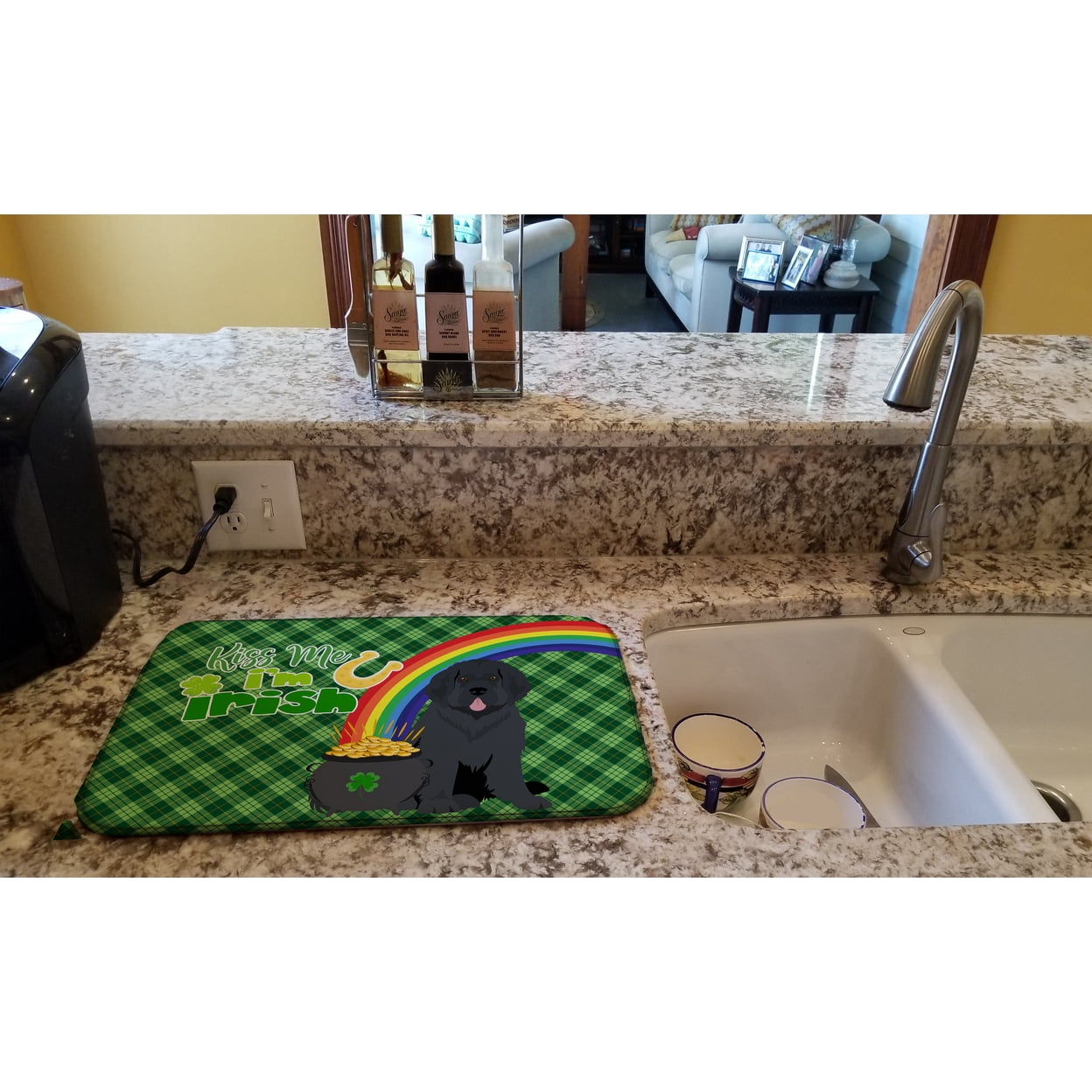 Black Newfoundland St. Patricks Day Dish Drying Mat