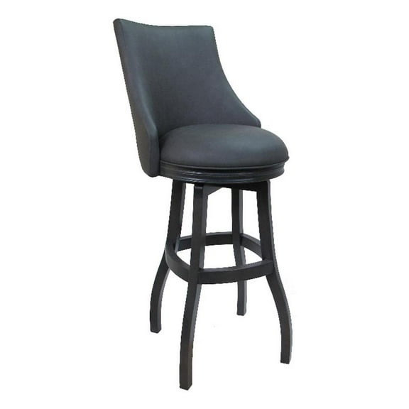 Swivel Wood Bar Stool 30" - Bellissima - Grey Vinyl - Grey