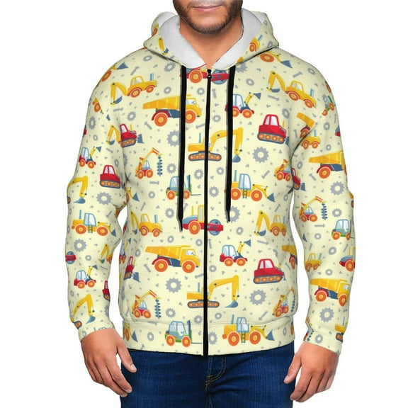 Vsdgher Heavy Equipment Mens Hoodies Zip Hoodie, Hoodies for Men, Zip-up Hooded Sweatshirt-Small