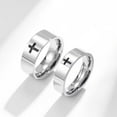 thumbnail image 3 of PAMTIER Unsiex Stainless Steel Simple 8mm Christ Lord Prayer Cross Religious Signet Ring Promise Couples Wedding Band Comfort Fit Silver Size 6, 3 of 5