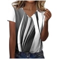 thumbnail image 1 of Blusas de Manga Corta para las Mujeres Impresión de Verano V-Cuello Blusa de Manga Corta, Poliéster Casual Top para las Mujeres, Lavado a Mano Toda la Temporada, 1 of 4