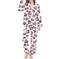 thumbnail image 2 of Women Pajama Sets Casual 2 Piece Valentines Day Print V Neck Long Sleeve Set Women Sleepwear,White,M, 2 of 5