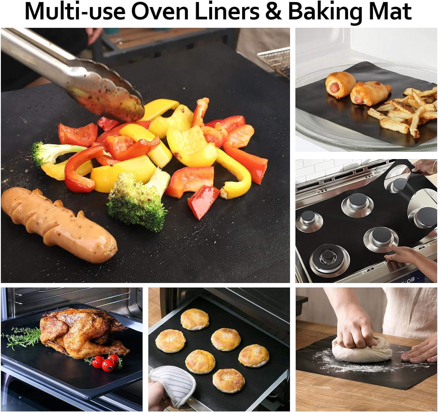 MorexLab Oven Liner 16 x 24 Inch Thick Heavy Duty Non Stick Teflon Baking Mat, 3 Count