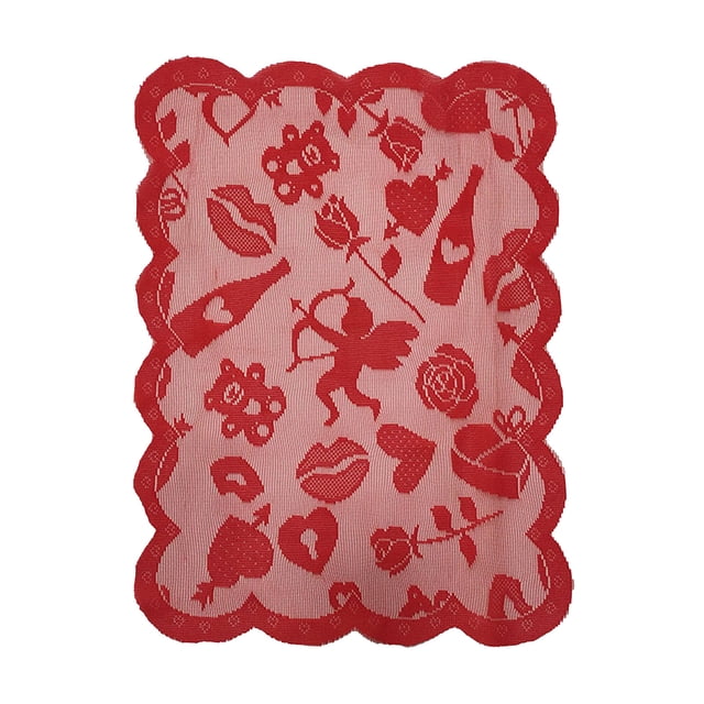 B 11.8X17.7 Inches Valentine Placemat Heart Pattern Romantic Dining Decor For Wedding Anniversary Party Holiday Celebration Table Setting