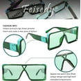 thumbnail image 5 of FEISEDY One Piece Square Sunglasses Women Men Metal Buckle Design B2540, 5 of 14
