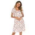 thumbnail image 2 of Xmarks Women's Nightgown Short Sleeve Sleepshirts Floral Print V Neck Buttons Sleep Dress Nightwear Loungewear S-3XL, 2 of 7