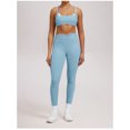 thumbnail image 3 of PISONIC Workout Workout Sets Color Block Twist Back Layered Sports Bra Twist Waist Leggings Gym Yoga Outfits, 3 of 9