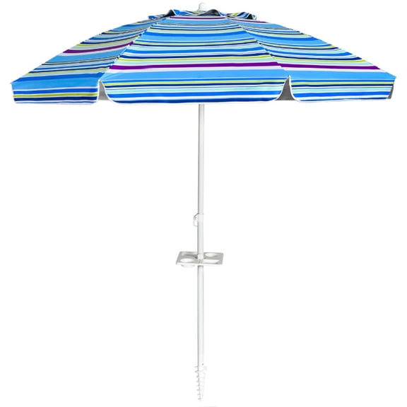 Aimee Lii 7.2 Feet Portable Outdoor Beach Umbrella with Sand Anchor and Tilt Mechanism, Sunbrella Patio Umbrellas, Blue