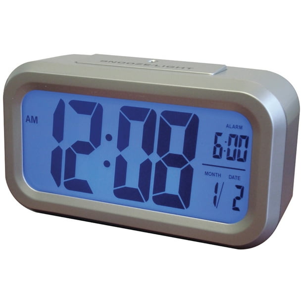 Westclox Smart Blacklight Alarm Clock With Large Digital LCD Display, 5.25W x 1.75D x 3H In.