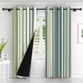 thumbnail image 2 of LFEEY Light Green and White Striped Blackout Curtains, 42x72 Inches, Polyester, 2 Pieces, 2 of 6