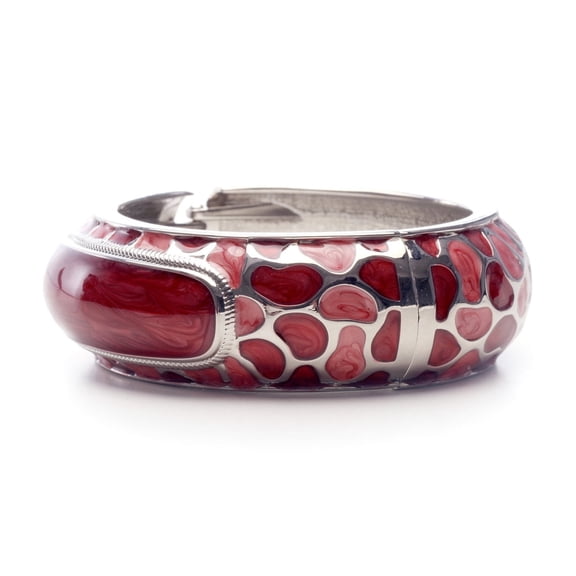 Retro Swirl Enamel Hinged Bangle Bracelet in Pink and Red Jewelry Bracelet