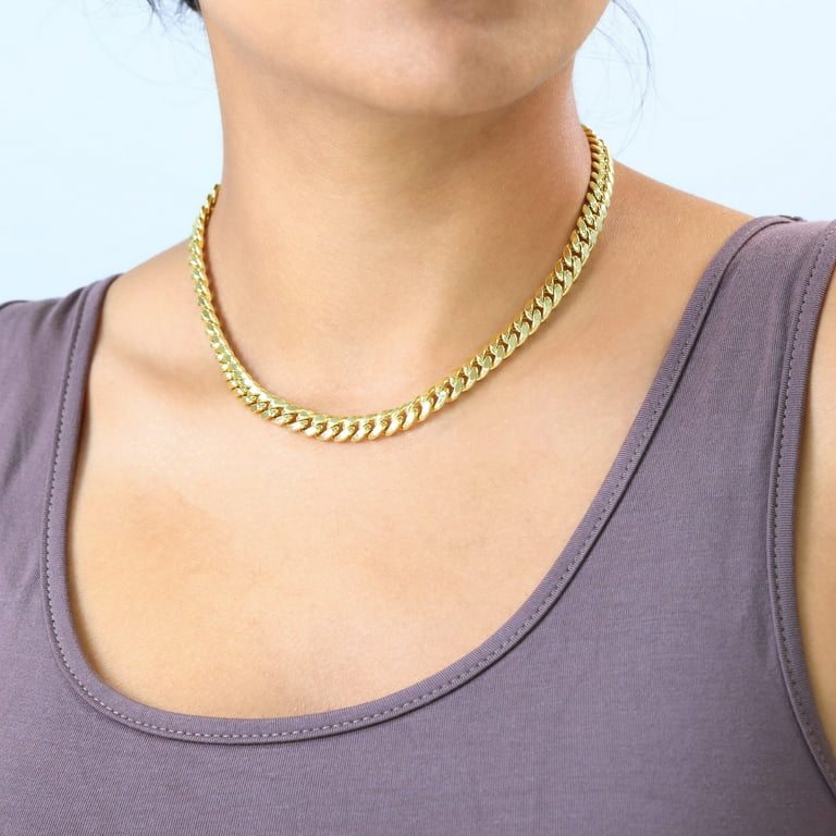 Nuragold 14k Gold Miami Cuban Link Chain Necklace, Jewelry