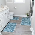 thumbnail image 1 of Geometric Design 3 Piece Bathroom Rugs Set - Non-Slip Ultra Thin Bath Rugs for Bathroom Floor - Washable Cotton Bathroom Mats Set, 1 of 8