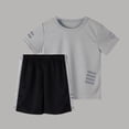 thumbnail image 2 of Gunia Boys Athletic Short Sets Summer Reflective Mesh Short Sleeve Shirt And Shorts For Running Skin-Friendly Loose 2 Piece Outfit For Active Kids Grey 5-14 Years, 2 of 3
