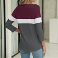 thumbnail image 5 of Endives Women's Long Sleeve T-shirt V Neck Tops Color Block/Solid Shirts Basic Summer Tees Womens Long Sleeve Tops, 5 of 7