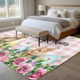 thumbnail image 4 of 6x9 Area Rugs for Living Room, Easter Non Slip Area Rugs for Kitchen Bedroom Entryway, Spring Watercolor Bunny Eggs Flower Leaf Pink Plaid Washable Carpet Runner Rug Floor Mats for Bedroom, 4 of 8