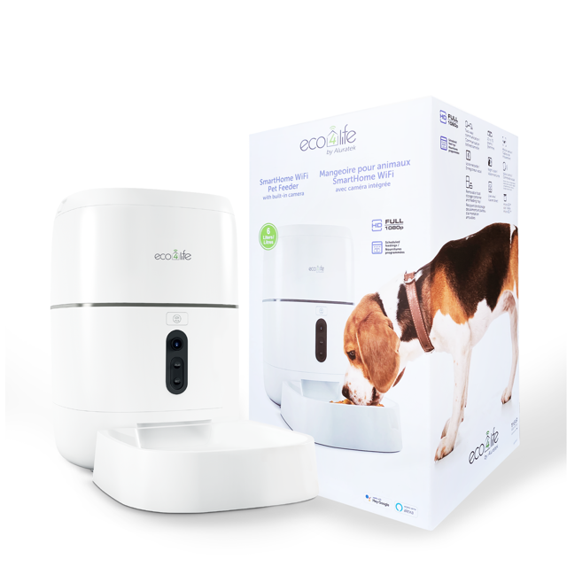 eco4life 6L WiFi Smart Pet Feeder with Built in Camera, Auto Food Dispenser with Portion Control