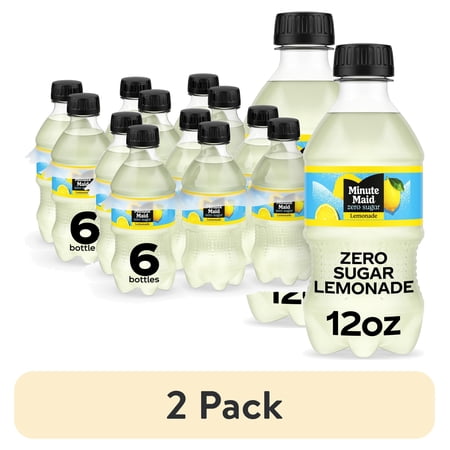 (2 pack) Minute Maid Zero Sugar Lemonade Bottles, 12 fl oz, 6 Pack