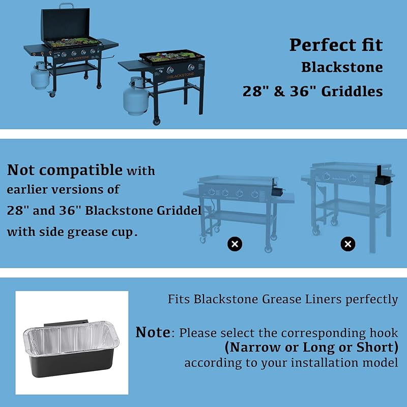 Blackstone Grease Cup Replacement, Drip Pan Grease Catcher for 28" and 36" Blackstone Griddles, Durable and Easy to Install