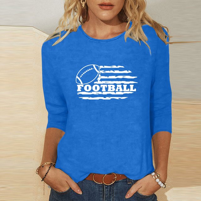 Blouse pour Femmes T-shirt Imprimé Mode Manches 3/4 Blouse Col Rond Hauts Décontractés