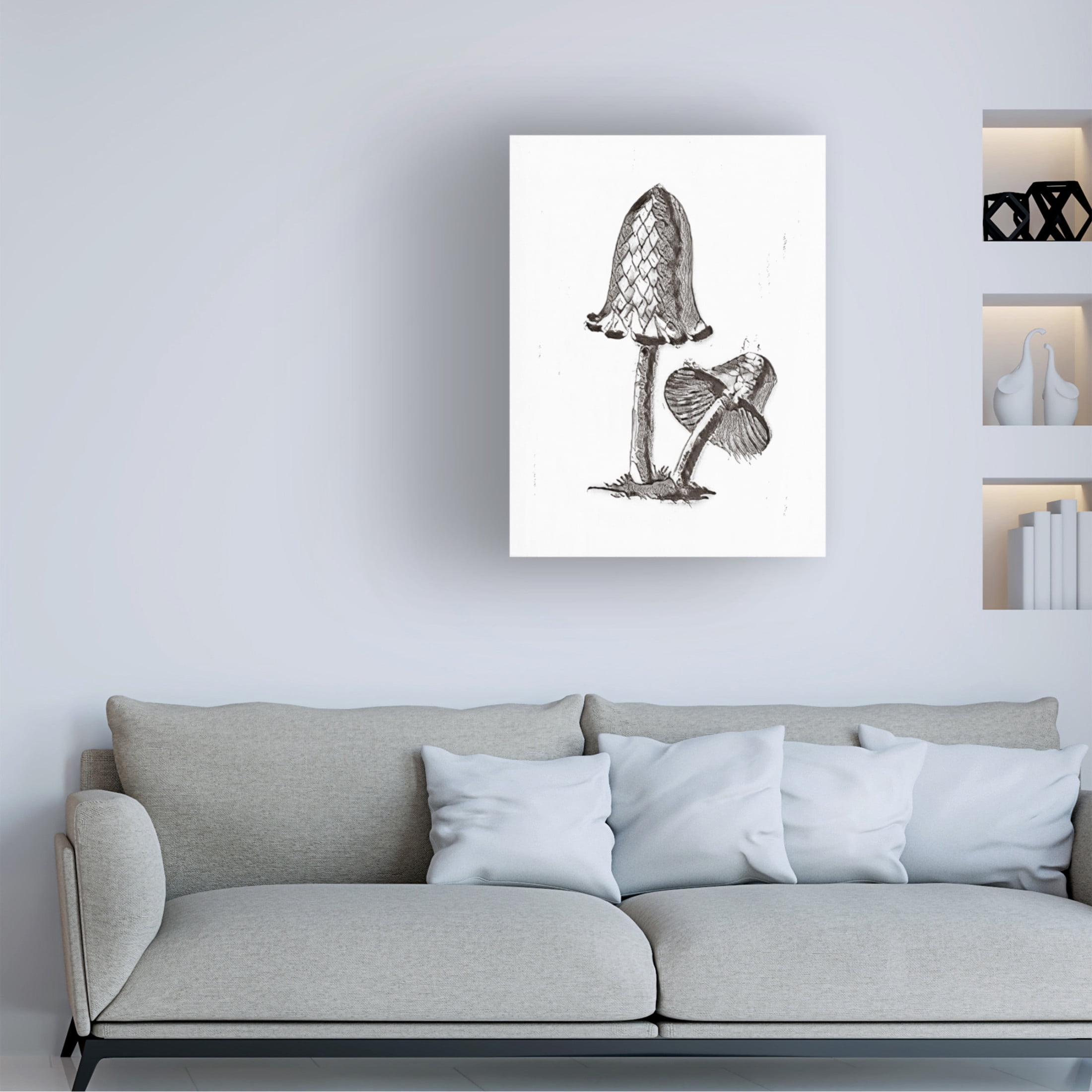 Trademark Fine Art Pictufy Vintage Inky Cap Edible Mushroom BW Bright Canvas Wall Art
