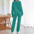thumbnail image 5 of Women's Casual Pajama Set Fuzzy Knitted Long Sleeve Pj Loungewear,Green,XS, 5 of 8