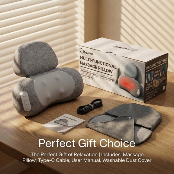 Efficraft Neck and Shoulder Massager 3 in 1 with Heat Traction Cordless Shiatsu Kneading Design and Usb C Rechargeable