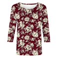 thumbnail image 5 of CYMMPU Spring Tops Crew Neck Loose Fit Flower Pattern Tunic Tops Fall Trendy Shirts Blouses for Women Dressy Casual 3/4 Sleeve Lightweight Basic Tees Multicolor XXXXL, 5 of 5