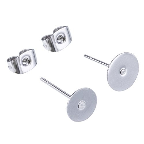 Total 200 Pieces 100 Pieces Stainless Steel Earrings Posts Flat Pad with 100 Pieces Earring Backs for Earring Making Findings 2 Size Total 200 Pieces 100 Pieces Stainless Steel Earrings Posts Flat Pad with 100 Pieces Earring Backs for Earring Making Findings 2 Size