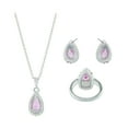 thumbnail image 3 of Pretty In Pink Teardrop Simulated Sapphire Pendant, Earrings and Ring Set Size 7, 3 of 7