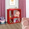 Kings Brand Furniture 4 Multi-size Shelf Children's Bookcase Organizer for Playroom, Bedroom, Nursery School (Red)