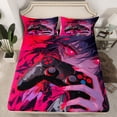 thumbnail image 2 of Castle Fairy Anime Girl Twin Sheet Sets for Children Teenagers,Black Red Gamepads Bedding, 2 of 7