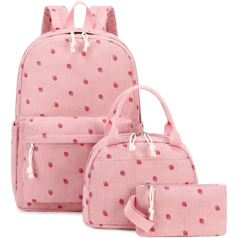 Xeede Strawberry Backpack, Corduroy Backpack, Leisure  display picture 2