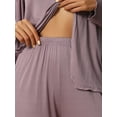 thumbnail image 5 of INSPIRE CHIC Women's 3 Pcs Sleepwear Solid Color Long Sleeve Cardigan Cami and Pants Pajama Set XL Purple, 5 of 6