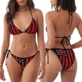 thumbnail image 3 of KLL Ensemble Bikini Imprimé Drapeau Américain Nautique pour Femmes, Ensemble Bikini Deux Pièces à Cordon avec Bas Aguichant Maillot de Bain, 3 of 6