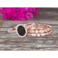 thumbnail image 2 of 3 carat Classic Oval Black Diamond Moissanite wedding Bands Bridal Set Engagement Ring Classic Art Deco 10k Rose Gold, 2 of 5