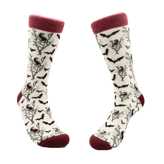 Sophisticated Bat & Birds Socks - (Adult Medium - Women's Shoe Sizes 5-10)
