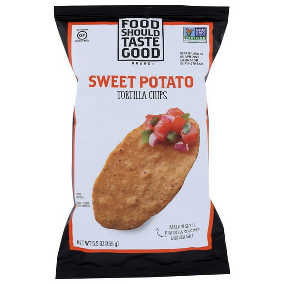 Food Should Taste Good Sweet Potato All Natural Tortilla Chips, 5.5 oz, (Pack of 12)