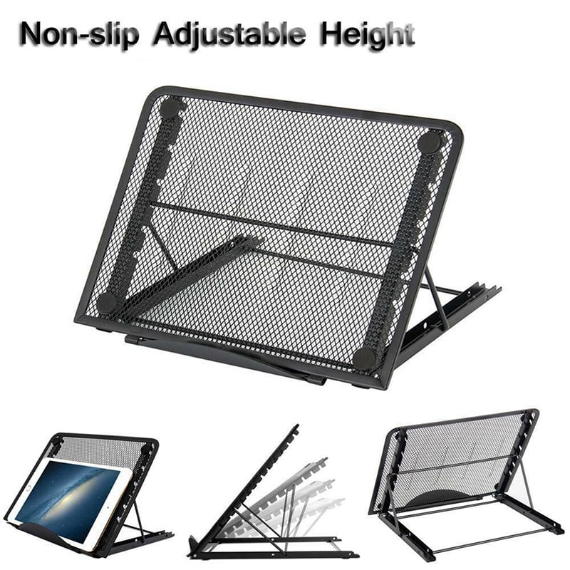 Laptop Pad Stand Holder Riser Support Mesh Folding Table Adjustable Tray Black