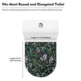 thumbnail image 5 of ZIATUBLES Toilet Lid Cover Decorative Toilet Lid Dust Cover with Elastic Edges Soft Washable Toilet Seat Lid Cover Fit for Round Oval Elongated Toilets for Home Bathroom Accessories, Leaf Black, 5 of 6