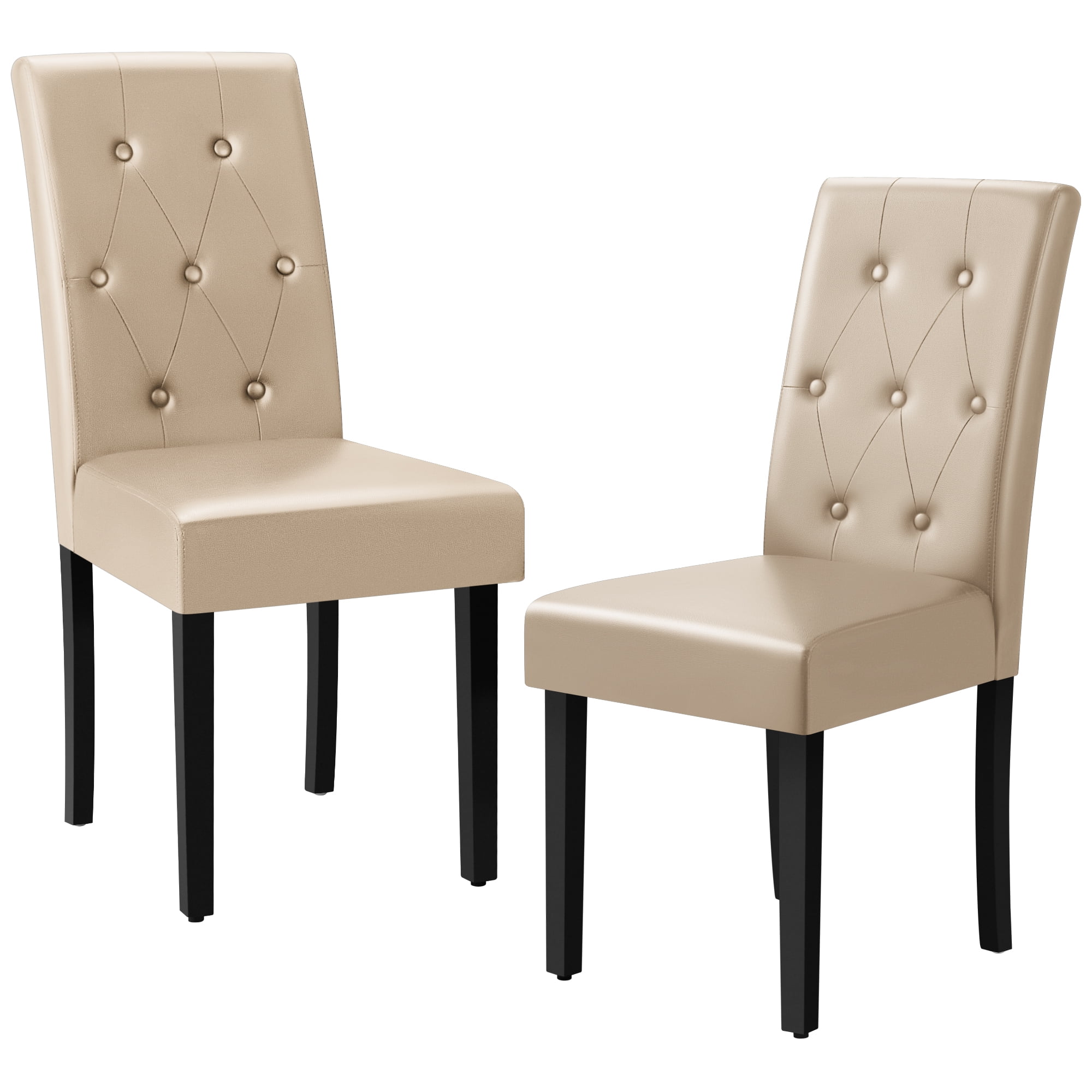 Homall Dining Chairs Set of 2,Urban Style PU Leather Dining Chairs,Kitchen,Dining Room Wooden Chairs, Beige