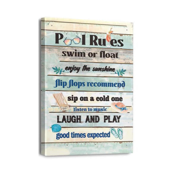 Outdoor Pool Rules Sign - Swimming Pool Safety Signs - Stylish Wall Art for Deck and Pool Decorations - Weatherproof 12×16 inch Pool Signs for Outside Pool Decor