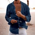 thumbnail image 2 of FAIWAD Mens Summer Cotton Linen Shirts Long Sleeve Lightweight Casual Tops Loose Button Up Tee Blouse, 2 of 6