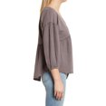 thumbnail image 3 of LUCKY BRAND Womens Gray Textured Relaxed Fit 3/4 Sleeve V Neck Peplum Top M, 3 of 4