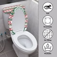 thumbnail image 3 of HELLHERO Christmas Stripe Design Toilet Dust Cover Set & Toilet Lid Covers with Adjustable Polyester Fabric for Elastic Installation, Washable, 3 of 8