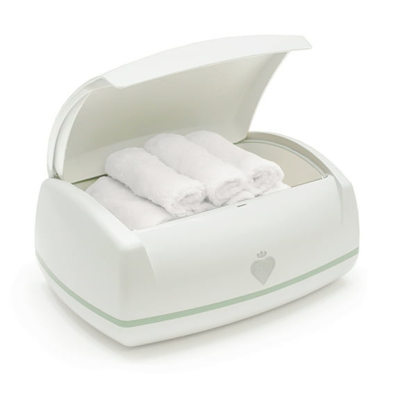 Prince Lionheart Warmies Wipes Warmer, with 4 Reusable Cloth Wipes-One-Handed Opening in White Color