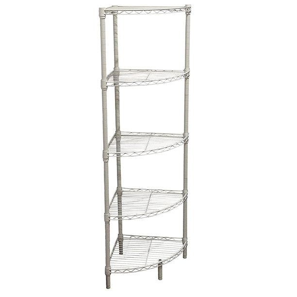 White 5Tier Corner Steel Wire Shelving Unit (14 in. W x 47 in. H x 14 in. D), WSCR1414475WH