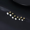 thumbnail image 4 of Sterling Silver Round Simulated Diamond Stud Earrings for Women Teens Round CZ Stud Earrings Set Screw Back Small CZ Ear Stud, 4 of 11